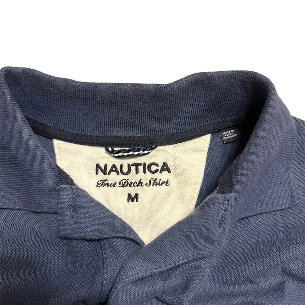 Nautica Navy Blue Short Sleeve Polo Men's Size Medium 100% Cotton